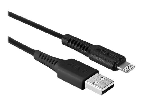LINDY 2m USB to Lightning Cable black Charge and sync Cable for iPhone iPad & iPod
