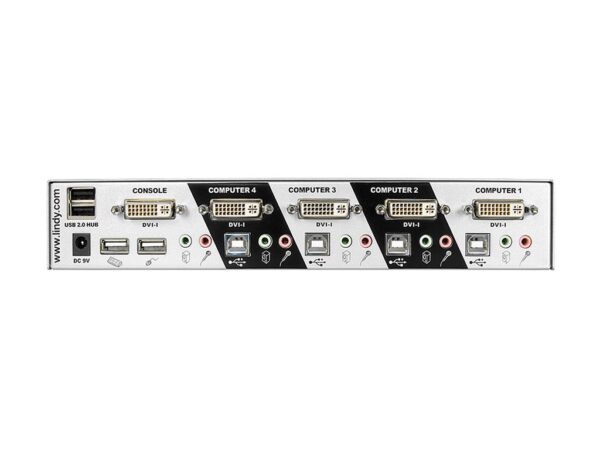 LINDY 4 Port DVI-I Single Link USB 2.0 and Audio KVM Switch Pro