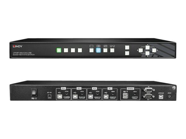 LINDY 4 Port HDMI 4K Quad View KVM Switch HDMI 2.0 & USB