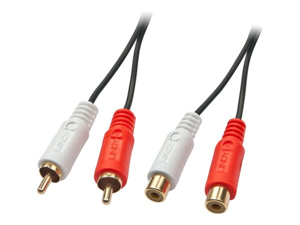 LINDY Audio Cable 2xPhono Stereo 5m 2xRCA Jack male/female gold plated