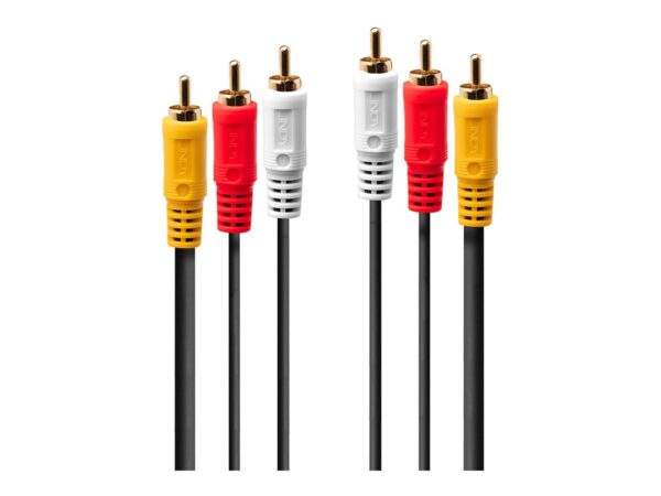 LINDY Audio Video Cable 3x phono 1m 3xRCA 1V/2xA m/m goldplated