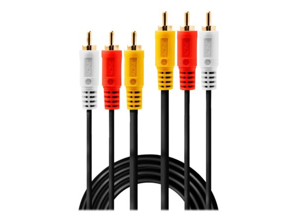 LINDY Audio Video Cable 3x phono 1m 3xRCA 1V/2xA m/m goldplated