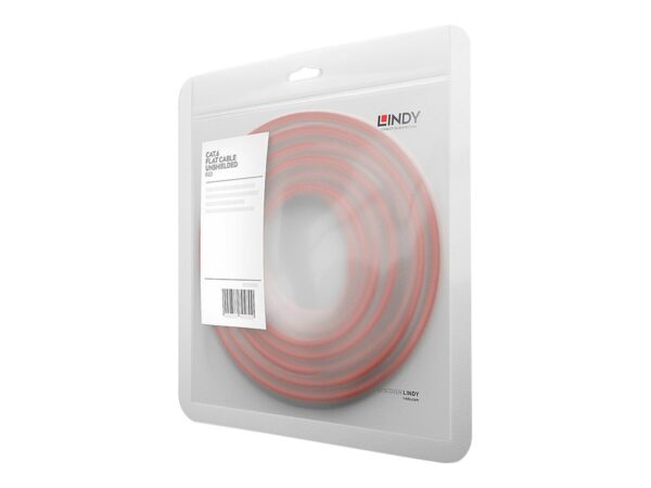 LINDY Cat.6 Flat Ribbon Patch Cable Red 5m Without Shielding