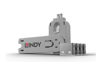 LINDY Clé USB et 4 bloqueurs de ports USB Blanc