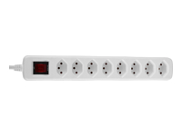 LINDY Mains 8 way gang socket Swiss with on/off Switch 2300W with overvoltage protection