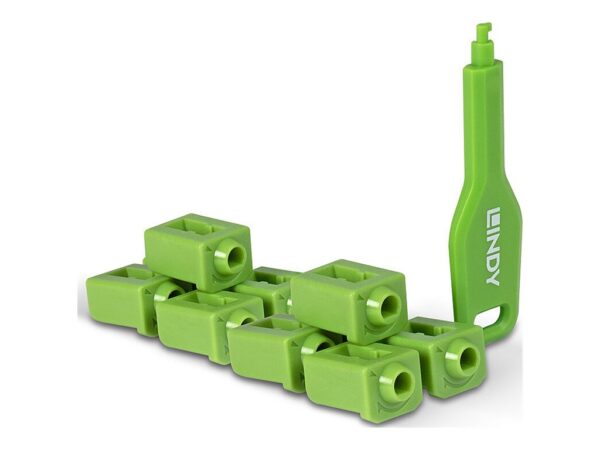 LINDY SFP Port Locks Green 10x + 1 Key
