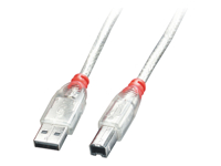 LINDY USB 2.0 Cable Type A/B Transparent 2m Typ A/B M/M High/Full/LowSpeed