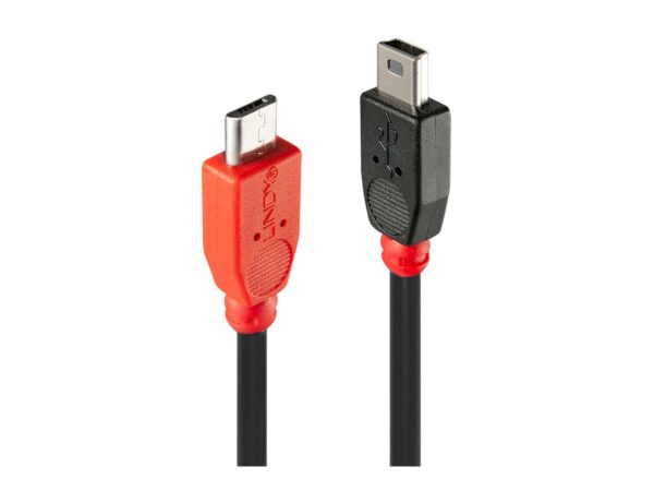 LINDY USB 2.0 Cable Type Micro-B/Mini-B OTG 0.5m Micro-B plug to Mini-B plug