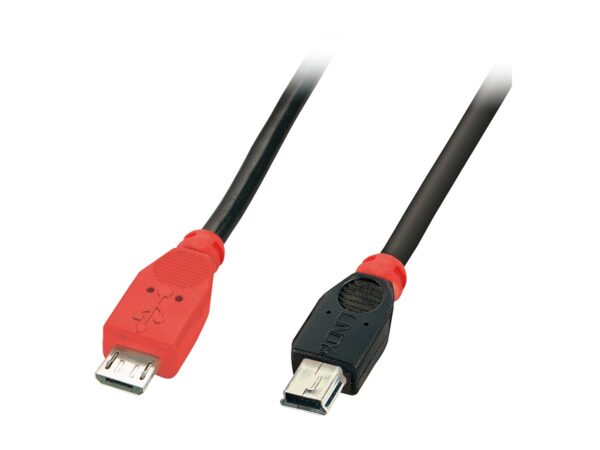 LINDY USB 2.0 Cable Type Micro-B/Mini-B OTG 1m Micro-B plug to Mini-B plug