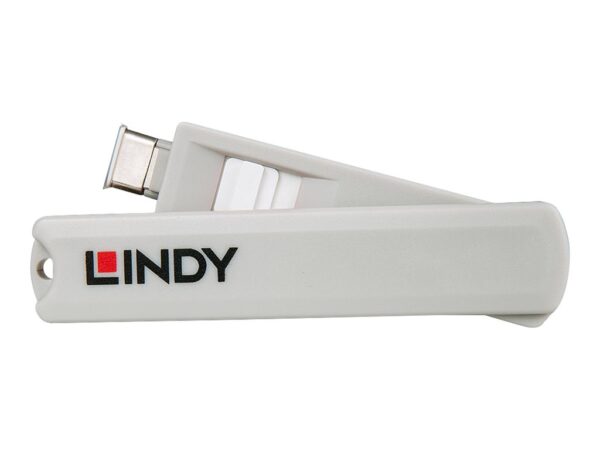 LINDY USB Type C Port Blocker Key – Pack of 4 Blockers White
