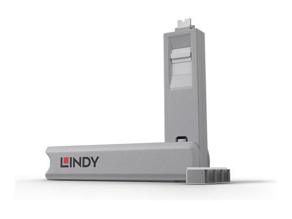 LINDY USB Type C Port Blocker Key – Pack of 4 Blockers White