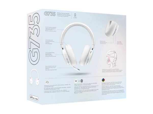 LOGITECH G G735 Headset full size Bluetooth / LIGHTSPEED wireless 3.5 mm jack white mist