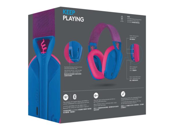 LOGITECH Lightspeed G435 Headset full size Bluetooth / 2.4 GHz radio frequency wireless blue Discord Certified