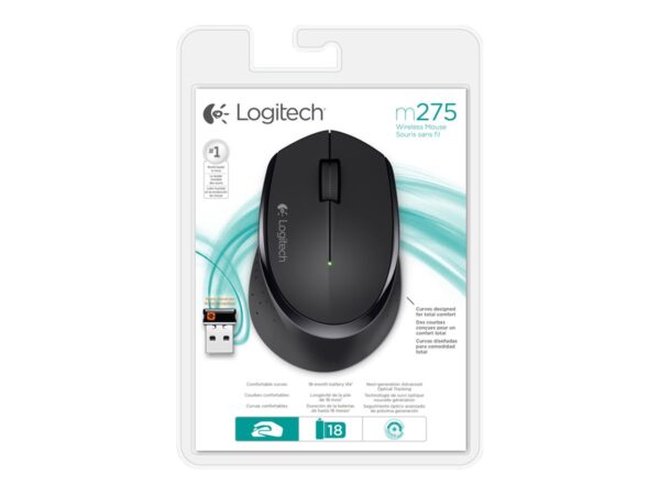 LOGITECH M280 Mouse right-handed optical 3 buttons wireless 2.4 GHz USB wireless receiver black