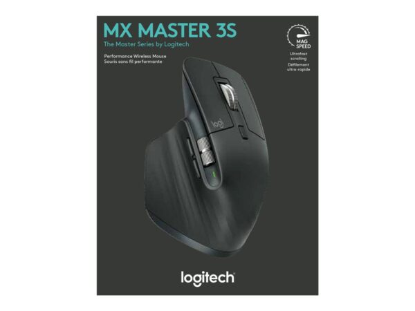 LOGITECH Master Series MX Master 3S Mouse ergonomic optical 7 buttons wireless Bluetooth 2.4 GHz Bolt USB receiver