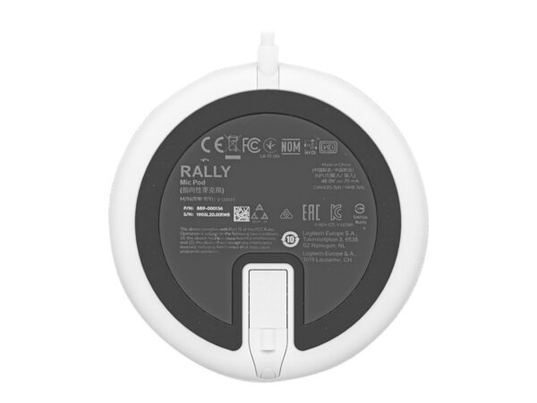 LOGITECH Rally Mic Pod Microphone white Skype Certified Zoom Certified Cisco Webex Certified for Rally Bar Plus Room Solution Large