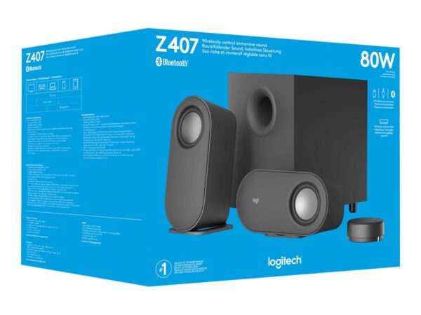 LOGITECH Z407 Android Edition speaker system for PC 2.1channel wireless Bluetooth USB 40 Watt Total graphite grey