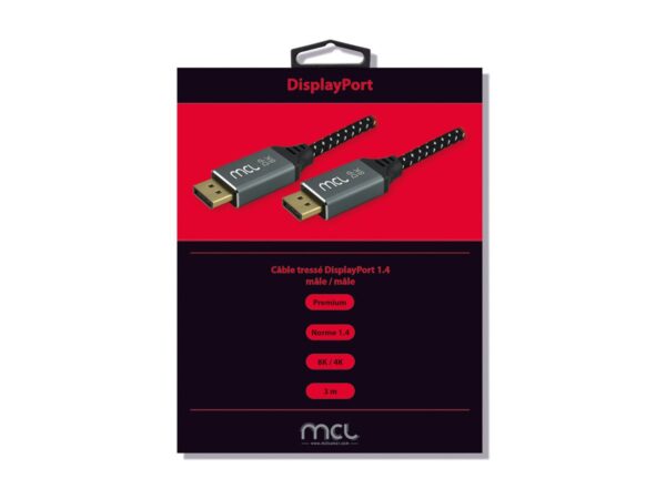 MCL DisplayPort mesh cable 8K/1.4 male / male – 3m