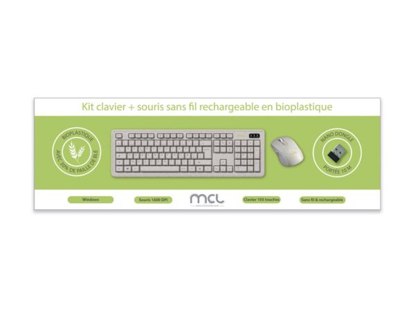 MCL kit clavier + souris sans fil rechargeable bioplastique