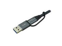 MCL USB 3.2 Type C mesh cable 10G 100W 5A + USB 3.0 adapter male – 2m
