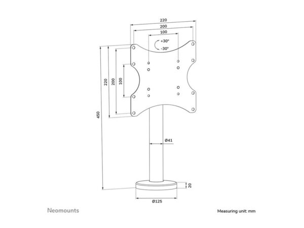 NEOMOUNTS DS42-430BL12 Support de bureau pour écran à poser 23-43p- à visser – pivotant