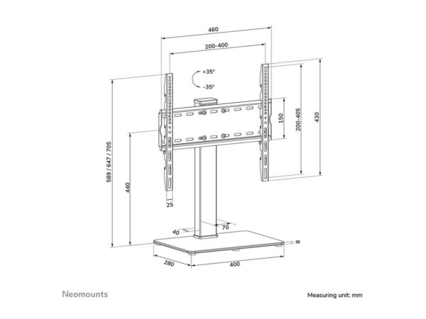 NEOMOUNTS DS45-430BL14 Support de bureau pour écran à poser 32-55p- pivotant