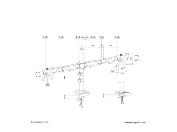 NEOMOUNTS DS60-600BL2 Support décran à fixer 10-32p – Quick-fix – arrêt 180