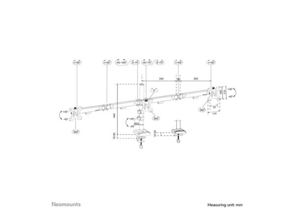 NEOMOUNTS DS60-600BL3 Support décran à fixer 10-27p – Quickfix – arrêt 180