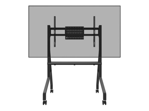 NEOMOUNTS FL50-525BL1 Support au sol mobile pour écran 55-86p – étagère multimédia incluse – installation rapide – TÜV