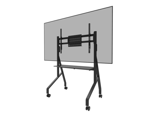 NEOMOUNTS FL50-525BL1 Support au sol mobile pour écran 55-86p – étagère multimédia incluse – installation rapide – TÜV