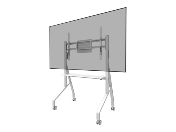 NEOMOUNTS FL50-525WH1 Support au sol mobile pour écran 55-86p – étagère multimédia incluse – installation rapide – TÜV