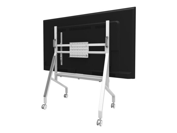 NEOMOUNTS FL50-525WH1 Support au sol mobile pour écran 55-86p – étagère multimédia incluse – installation rapide – TÜV
