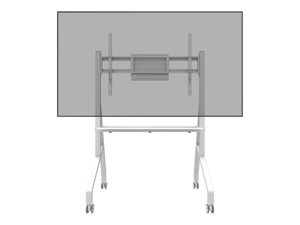 NEOMOUNTS FL50-525WH1 Support au sol mobile pour écran 55-86p – étagère multimédia incluse – installation rapide – TÜV