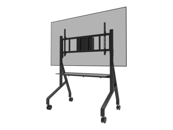 NEOMOUNTS FL50-575BL1 Support au sol mobile pour écran 65-110p – étagère multimédia incluse – installation rapide – TÜV
