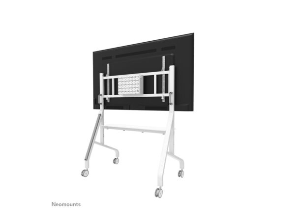NEOMOUNTS FL50-575WH1 Support au sol mobile pour écran 65-110p – étagère multimédia incluse – installation rapide – TÜV