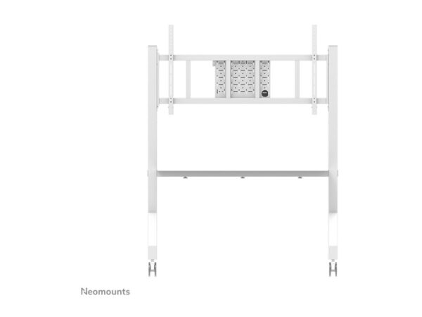 NEOMOUNTS FL50-575WH1 Support au sol mobile pour écran 65-110p – étagère multimédia incluse – installation rapide – TÜV
