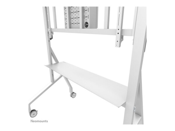 NEOMOUNTS FL50-575WH1 Support au sol mobile pour écran 65-110p – étagère multimédia incluse – installation rapide – TÜV