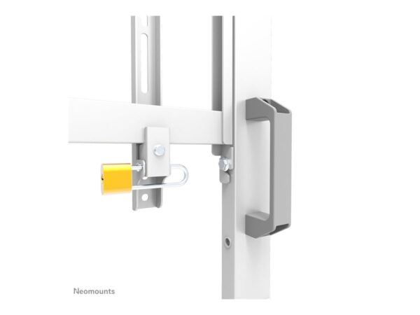 NEOMOUNTS FL50-575WH1 Support au sol mobile pour écran 65-110p – étagère multimédia incluse – installation rapide – TÜV