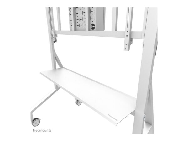 NEOMOUNTS FL50-575WH1 Support au sol mobile pour écran 65-110p – étagère multimédia incluse – installation rapide – TÜV