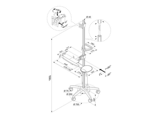 NEOMOUNTS FPMA-MOBILE1800 Station de travail mobile 10-27p
