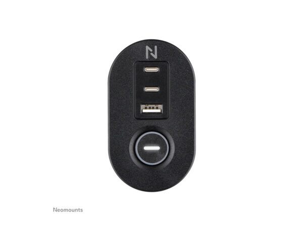 NEOMOUNTS VOLT Desk Clamp socket with Quick-charge USB Ports clamp 0-50mm 3x type-F 230V 1x USB-A 18W 2x USB-C 20W