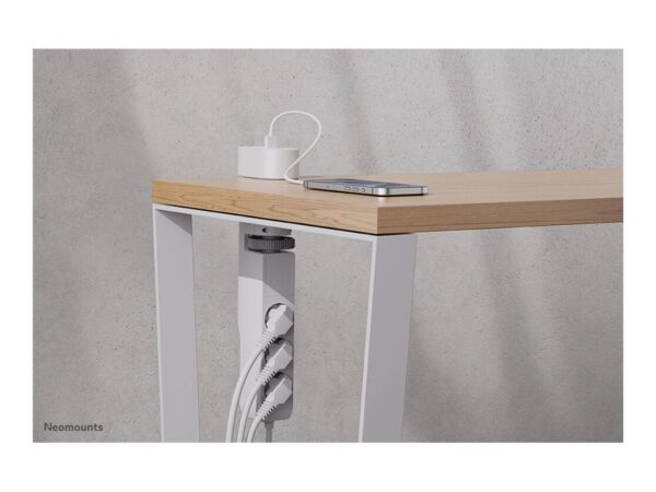 NEOMOUNTS VOLT Desk Clamp socket with Quick-charge USB Ports clamp 0-50mm 3x type-F 230V 1x USB-A 18W 2x USB-C 20W