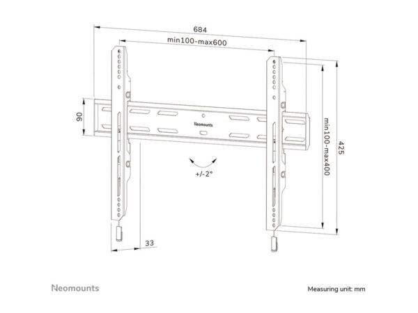NEOMOUNTS WL30S-850BL16 Support pour écran mural 42-86p – fixe – verrouillable – installation rapide