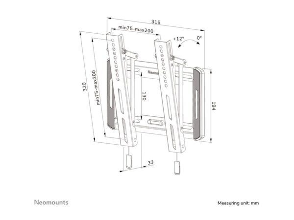 NEOMOUNTS WL35-550BL12 Support pour écran mural 24-65p – inclinable – installation facile