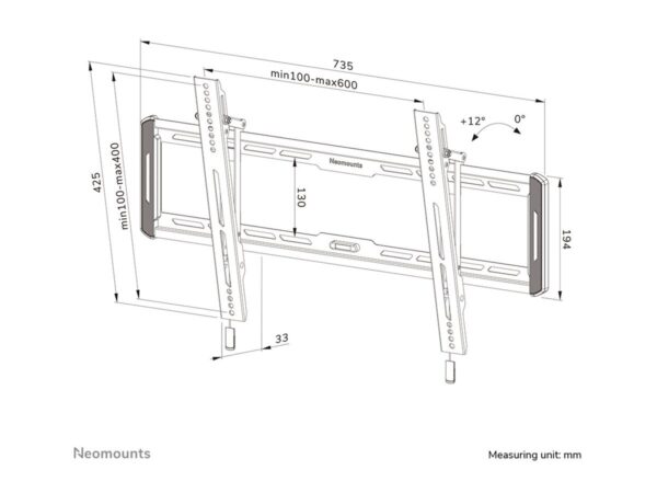 NEOMOUNTS WL35-550BL16 Support pour écran mural 42-86p – inclinable – installation facile