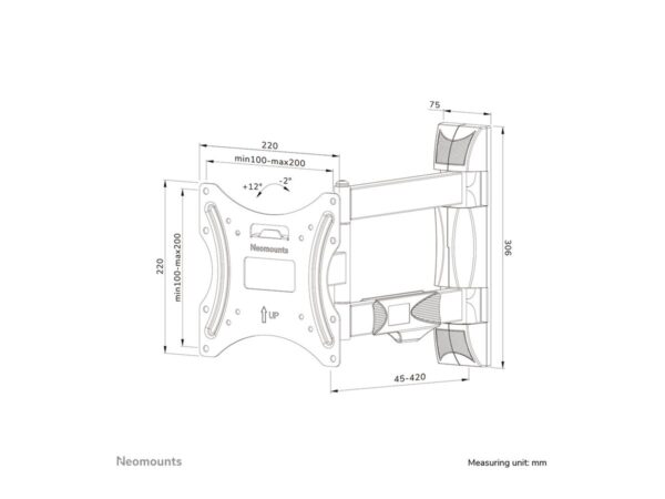 NEOMOUNTS WL40-550BL12 Support pour écran mural 32-55p – orientable – installation facile
