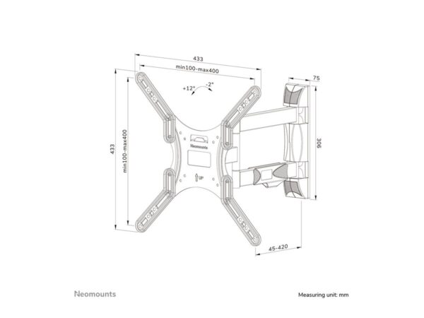 NEOMOUNTS WL40-550BL14 Support pour écran mural 32-55p – orientable – installation facile