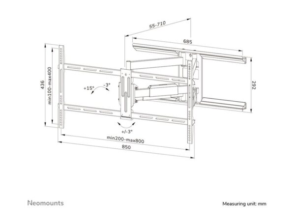 NEOMOUNTS WL40-550BL18 Support pour écran mural 43-75p – orientable – installation facile