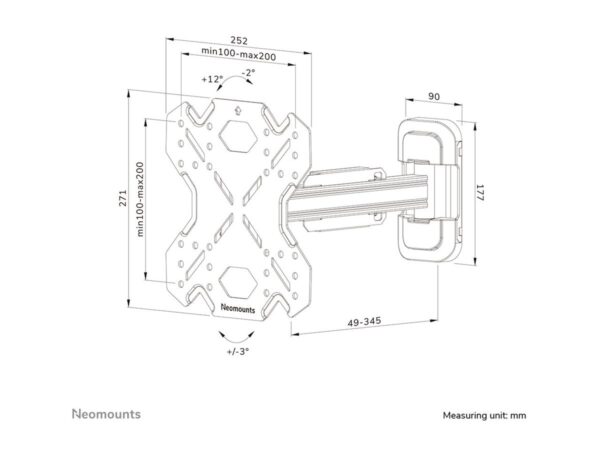 NEOMOUNTS WL40S-840BL12 Support pour écran mural 32-55p – orientable – installation rapide