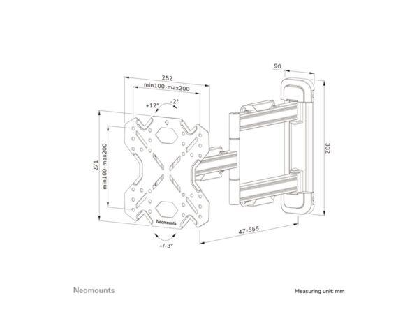 NEOMOUNTS WL40S-850BL12 Support pour écran mural 32-55p – orientable – installation rapide